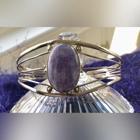 💜Sterling Silver Handcrafted Charoite Cuff Bracelet - Picture 13 of 13